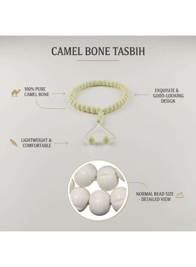 موجود مسبحة ماجود المصنوعة يدويًا من عظم الجمل، مسبحة إسلامية فاخرة للذكر، سطح مصقول ناعم، خفيفة الوزن ومتينة، مسبحة إسلامية مثالية للصلاة ورمضان والحج والعيد كهدية - Image 2